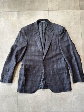 Canali Men's Charcoal + Chocolate Plaid Sport Coat - 40R